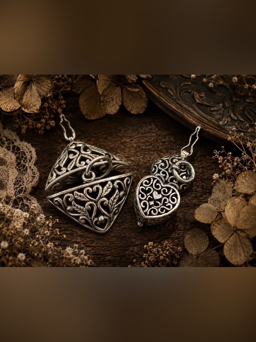 925 Sterling Heart Essential Oil Diffuser Locket Pendant 🌿 Aromatherapy Necklace